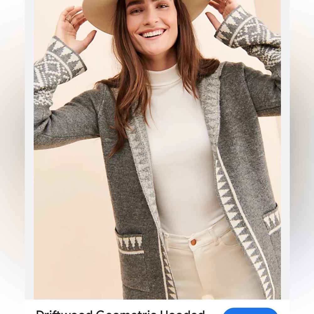 Free People /Driftwood Geometric Hooded Cardigan - Picture 5 of 8